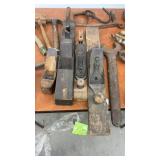Collection of Vintage Hand Tools including Planes, Wrenches, Hammers and Augers