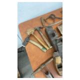 Collection of Vintage Hand Tools including Planes, Wrenches, Hammers and Augers