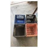 Set of 4 Plastic Milk Crates Assorted Colors