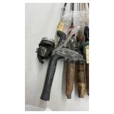 Group of 5 Vintage Fishing Rods with Reels Assorted Materials