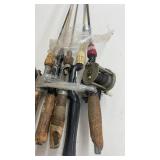 Group of 5 Vintage Fishing Rods with Reels Assorted Materials