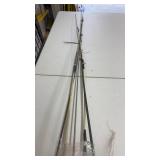 Group of 5 Vintage Fishing Rods with Reels Assorted Materials