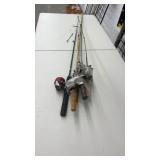 Lot of 5 Vintage Fishing Rods with Reels Assorted Materials