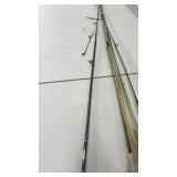 Lot of 5 Vintage Fishing Rods with Reels Assorted Materials