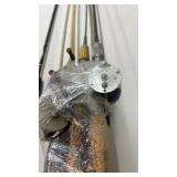 Lot of 5 Vintage Fishing Rods with Reels Assorted Materials