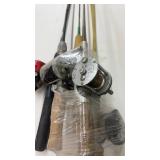 Lot of 5 Vintage Fishing Rods with Reels Assorted Materials