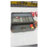 Vintage Collectibles Lot with Cribbage Board, Fly Fishing Flies, PRR Train Car, and Tobacco Tins