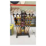 Vintage Wooden Croquet Set with Stand and Balls