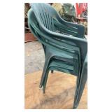 Set of 4 Green Stackable Plastic Patio Chairs