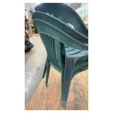Set of 4 Green Stackable Plastic Patio Chairs