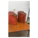 Pair of Vintage Red Metal Jerry Gas Cans