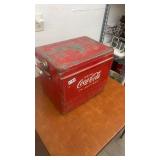 Vintage Coca-Cola Metal Cooler with Handle and Removable Lid