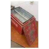 Vintage Coca-Cola Metal Cooler with Handle and Removable Lid