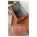 Vintage Coca-Cola Metal Cooler with Handle and Removable Lid