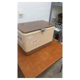 Vintage Coleman Metal Cooler with Brown Lid