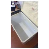 Vintage Coleman Metal Cooler with Brown Lid