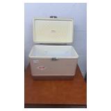 Vintage Coleman Metal Cooler with Brown Lid