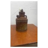 Vintage Rusted Metal Milk Can with Removable Lid