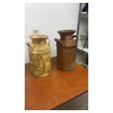 Pair of Vintage Metal Milk Cans with Handles
