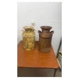 Pair of Vintage Metal Milk Cans with Handles