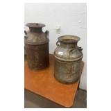 Pair of Vintage Metal Milk Cans