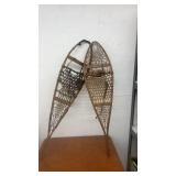 Vintage Wooden Snowshoes with Leather Bindings