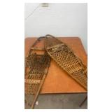 Vintage Wooden Snowshoes with Leather Bindings