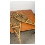 Pair of Vintage Wooden Snowshoes with Rawhide Webbing