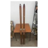 Pair of Vintage Maple Wood Skis with Metal Bindings