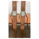 Pair of Vintage Maple Wood Skis with Metal Bindings