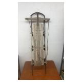 Vintage Wooden Sled with Metal Runners and Rope Handle