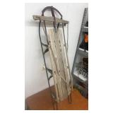 Vintage Wooden Sled with Metal Runners and Rope Handle