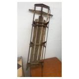Vintage Wooden Snow Sled with Metal Runners