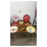 Collection of 8 Vintage Beer Advertising Trays - Budweiser, Schmidt, Edelweiss, Schlitz and More