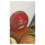 Collection of 8 Vintage Beer Advertising Trays - Budweiser, Schmidt, Edelweiss, Schlitz and More