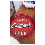 Collection of 8 Vintage Beer Advertising Trays - Budweiser, Schmidt, Edelweiss, Schlitz and More