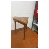 Vintage Triangular Marquetry Table with Secret Compartment and Music Box