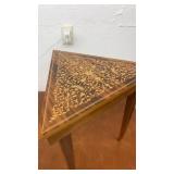Vintage Triangular Marquetry Table with Secret Compartment and Music Box