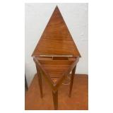 Vintage Triangular Marquetry Table with Secret Compartment and Music Box