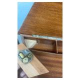 Vintage Triangular Marquetry Table with Secret Compartment and Music Box