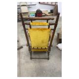 Antique Wood Platform Rocker Chair with Yellow Upholstery
