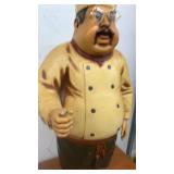 Large Chef Statue with Glasses and Tall Hat Decor