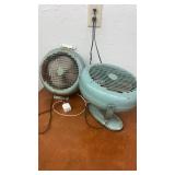 Pair of Vintage Blue Metal Table Fans
