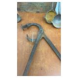 Vintage Cast Iron Melting Pots, Bellows, Ladles, and Remington Arms Wooden Crate