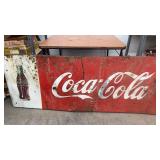 Vintage Coca-Cola Metal Advertising Sign with Bottle Graphic