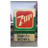 Vintage 7UP Waterloo Bowl Advertising Sign 4ft x 6ft