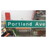 Vintage Portland Ave Street Sign Metal 18” x 8ft