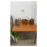 Set of 3 Vintage Metal Oil Cans and Watering Can