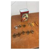 Vintage Bottle Opener Collection with Wall Mounts and Coca-Cola Tin