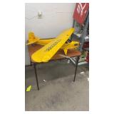 Vintage Yellow RC Piper Cub Model Airplane with Skis 59” by 38”